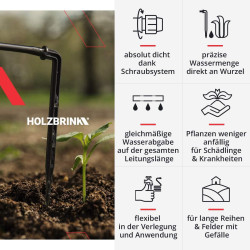 HOLZBRINK Start Set Gewächshaus Bewässerung Bewässerungssystem inkl. 20 m LDPE Verlegerohr 20 mm, 3x Tropfer 2l/h, HTB-09-G-20