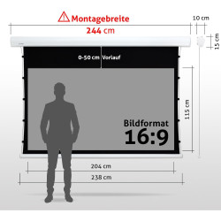 ESMART Economy EXM Motor-Leinwand 217 cm Bild 180 x 135 cm (89") | Format 4:3 | Fernbedienung | Heimkino elektrische Beamer