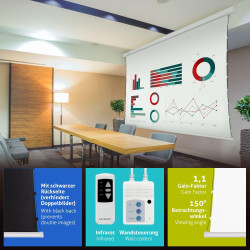 ESMART Economy EXM Motor-Leinwand 217 cm Bild 180 x 135 cm (89") | Format 4:3 | Fernbedienung | Heimkino elektrische Beamer