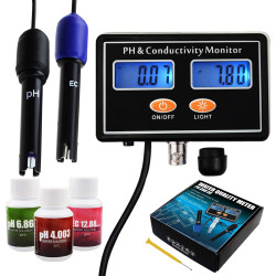 pH/EC Leitfähigkeit Meter mit ATC Wasser Qualität Prüfer 0.0-14.0pH / 0~19.99ms/cm Aquarium, Hydroponik Werkzeug