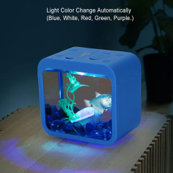 Mini-Aquarium, LED-Licht, Kleines Betta-Aquarium, Starter-Set, Transparentes Aquarium-Starter-Set mit Futterloch für