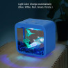 Mini-Aquarium, LED-Licht, Kleines Betta-Aquarium, Starter-Set, Transparentes Aquarium-Starter-Set mit Futterloch für