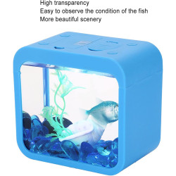 Mini-Aquarium, LED-Licht, Kleines Betta-Aquarium, Starter-Set, Transparentes Aquarium-Starter-Set mit Futterloch für