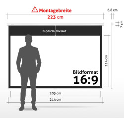 ESMART Economy EXM Motor-Leinwand 217 cm Bild 180 x 135 cm (89") | Format 4:3 | Fernbedienung | Heimkino elektrische Beamer