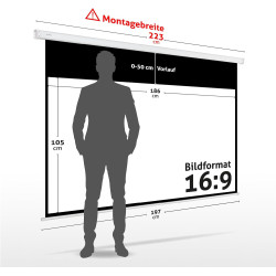 ESMART Economy EXM Motor-Leinwand 217 cm Bild 180 x 135 cm (89") | Format 4:3 | Fernbedienung | Heimkino elektrische Beamer