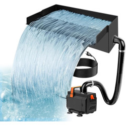 Teich Wasserfall für Gartenteich,Edelstahl Teichwasserfall Set,Teichpumpe mit Wasser Fluss Wasserfälle Kit,Wasserfallfilter
