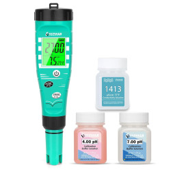 UIUZMAR pH Messgerät Wasser, pH EC Messgerät Grow für Hydrokultur, TDS pH Messgerät für Trinkwasser, Pool Wasserqualitätstester
