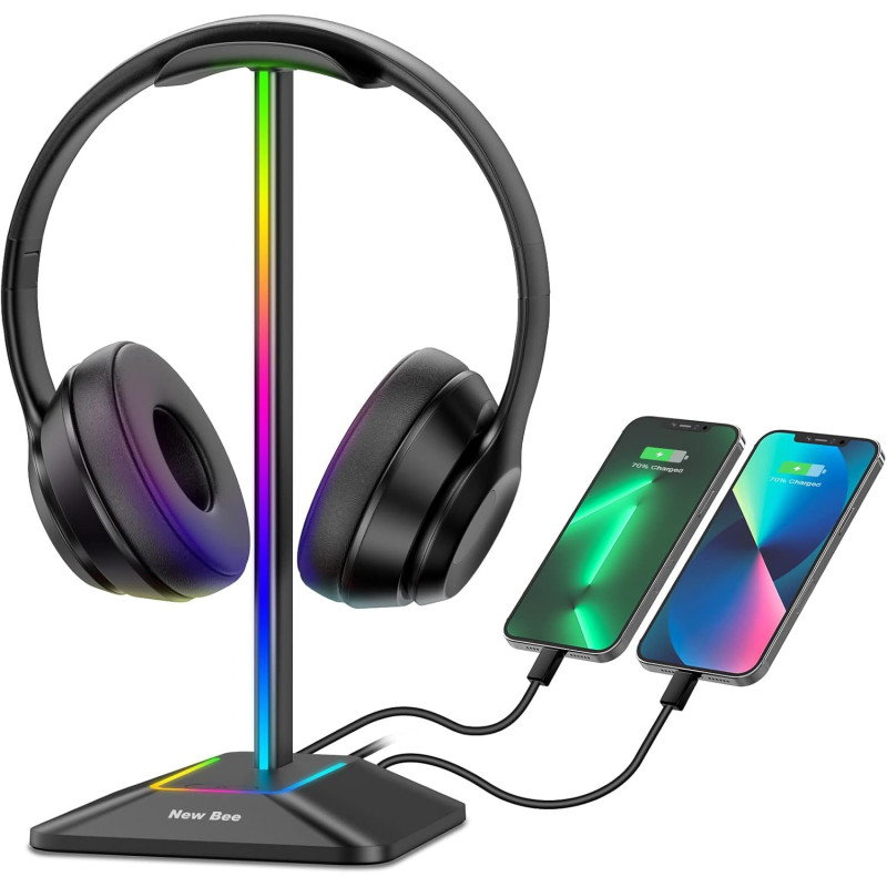 New bee Kopfhörer Ständer RGB Headset Halterung mit USB Typ-C Ladegeräten und Datenübertragung Universal Gaming Kopfhörer Halter