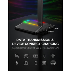New bee Kopfhörer Ständer RGB Headset Halterung mit USB Typ-C Ladegeräten und Datenübertragung Universal Gaming Kopfhörer Halter