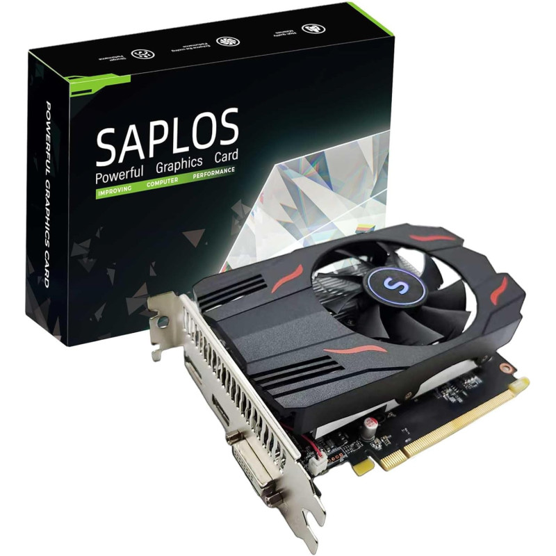 SAPLOS Radeon RX 550 Grafikkarte, 4GBD5, 128-Bit, DisplayPort DVI-D HDMI, PC Video Card, Computer GPU Gaming
