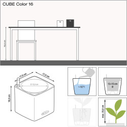 LECHUZA CUBE Color 14 schiefergrau 13384