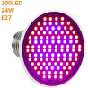 LED-Wachstumslampe, 24 W, E27, leistungsstarkes Panel, Vollspektrum, 200 LEDs, Gewächshaus, Hydrokultur, Gemüse, Topfblume,