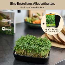 Otaro Kresse Anzuchtschalen inkl. Kressesamen (Weißgrau) | Direkt Loslegen | Edles Kressesieb, Keimschalen für Sprossen,