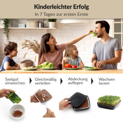 Otaro Kresse Anzuchtschalen inkl. Kressesamen (Weißgrau) | Direkt Loslegen | Edles Kressesieb, Keimschalen für Sprossen,