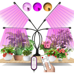 EWEIMA Pflanzenlampe, 80 LEDs Pflanzenlicht mit Zeitschaltuhr 4/8/12 Std, 4 Köpfe Grow Light 3 Lichter Modi und 10 Arten von