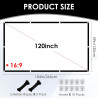 FOYIOLRU Beamer Leinwände 265 x 150 cm (120") Hochauflösende Verdickte Beamer Leinwand, Format 16:9 HD Faltbare Leinwand Beamer