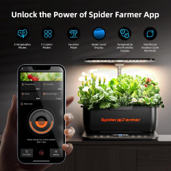 Spider Farmer SmartG12 Hydroponisches Anzuchtsystem, 12-Pods Indoor Garten mit 36W LED Pflanzenlampe Full-Spectrum, APP und WiFi
