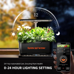 Spider Farmer SmartG12 Hydroponisches Anzuchtsystem, 12-Pods Indoor Garten mit 36W LED Pflanzenlampe Full-Spectrum, APP und WiFi