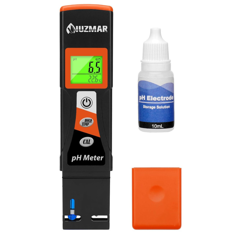 UIUZMAR Digitales pH-Meter für Wasser, genauer pH-Tester mit zusätzlicher Temperaturanzeige, hervorragend stabiler pH-Leser zur
