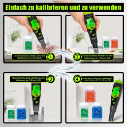 YINMIK pH EC Messgerät Pool pH Tester 4 in 1 Leitfähigkeitsmessgerät PPM Tester Gleichzeitige Messung von pH, EC, Temperatur und