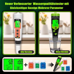 YINMIK pH EC Messgerät Pool pH Tester 4 in 1 Leitfähigkeitsmessgerät PPM Tester Gleichzeitige Messung von pH, EC, Temperatur und
