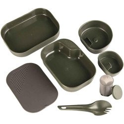 Mil-Tec 7-Tlg. Essgeschirr Oliv, Kunststoff, Camping-Messer-Set, Messkit, 7 Personen, Olive