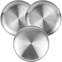 JSMTKJ 3 Stück Edelstahl Rundes Geschirr Teller Camping Set Φ 20cm stabile Edelstahl-Teller für Camping, Küche, Party
