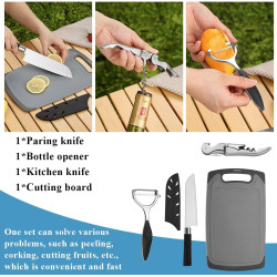 Kyraton Camping Kochgeschirr Set 15 Stück, Edelstähle Campingausrüstung, Ldeal Für Backpacking, Grillen, Camping und