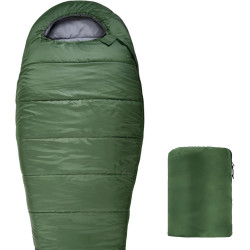 Amazon Basics Schlafsack für kaltes Wetter, zum Camping und Wandern, leicht, Mumienschlafsack, Olivgrün