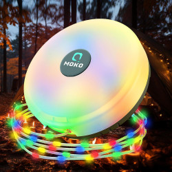 MoKo Camping Lichterkette Aufrollbar, 3-in-1 Tragbare Wiederaufladbare LED Lichterkette mit 8 Beleuchtungsmodi, Wasserdichte