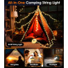 MoKo Camping Lichterkette Aufrollbar, 3-in-1 Tragbare Wiederaufladbare LED Lichterkette mit 8 Beleuchtungsmodi, Wasserdichte