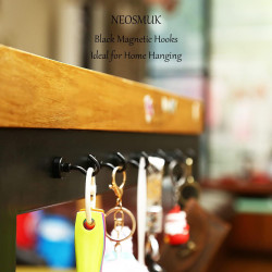 Neosmuk Magnethaken Schwarz, 10kg Extra Starke Magnetische Haken für Camping, Werkstatt, Spind, Kleiderhaken mit Neodym Magnet