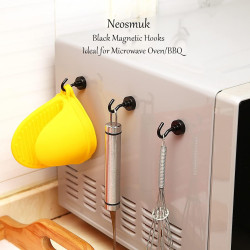 Neosmuk Magnethaken Schwarz, 10kg Extra Starke Magnetische Haken für Camping, Werkstatt, Spind, Kleiderhaken mit Neodym Magnet