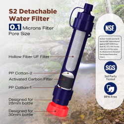 Membrane Solutions Wasserfilter Outdoor WS02, abnehmbare 4-Stufen 0,1-Mikron tragbare Wasserfilter Camping, 5.000L