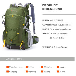Mountaintop 40L Wanderrucksack Herren Damen Trekkingrucksack Outdoor Rucksäcke für Camping Wandern Reisen, 55 x 35 x 25 cm