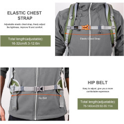 Mountaintop 40L Wanderrucksack Herren Damen Trekkingrucksack Outdoor Rucksäcke für Camping Wandern Reisen, 55 x 35 x 25 cm