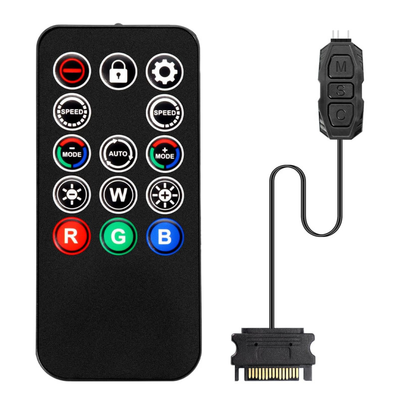 ARGB Controller mit Fernbedienung Binghe 5V 3-Pin ARGB Controller RGB Dimm Controller SATA-betriebener Dimmer 14 Key