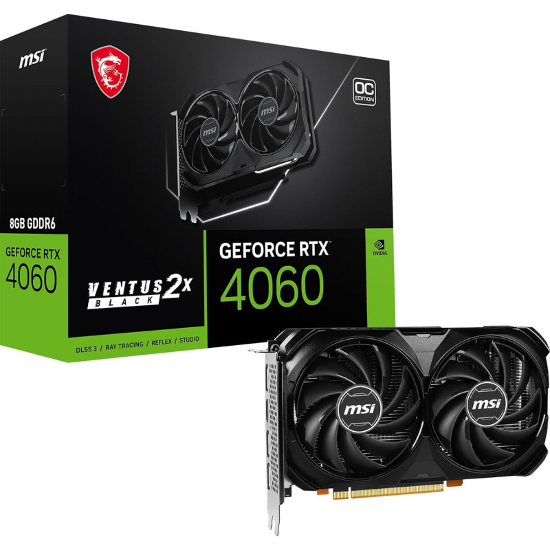 MSI Gaming GeForce RTX 4060 Grafikkarte, 8 GB GDRR6, 128-Bit, HDMI/DP, NVLink, mit Torx 4.0 Lüfter, Grafikkarte mit Ada Lovelace