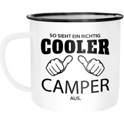 Moonworks Emaille Tasse Becher So sieht ein richtig ein richtig cooler Camper aus Berufe Kaffeetasse weiß-schwarz unisize