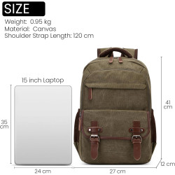 DEEVORCA Retro Rucksack Herren Elegant Groß Kapazität Tagesrucksack für 15 Zoll Laptop mit Griff Mehrere Taschen Schulrucksack