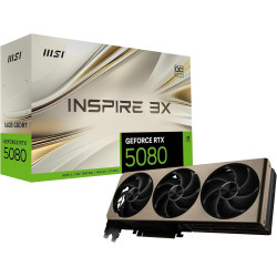 MSI GeForce RTX 5080 16G Inspire 3X OC — 16GB GDDR7 (30Gbps/256-bit), PCIe 5, Boost: 2640 MHz, HDMI 2.1b, DisplayPort 2.1b, DLSS