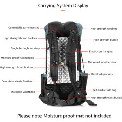 MOXIHIKE 3FULGEAR Hiking Backpack for Men Women 56L(40+16) Lightweight Outdoor Camping Bag Trekking Daypack