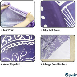 Sunlit Silky Soft Boho Sand Proof Beach Blanket Sand Proof Mat with Corner Pockets and Mesh Bag 6' x 7' for Beach Party, Travel,
