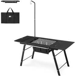 Naturehike Tragbarer IGT-Tisch mit Holzkohlegrill, klappbarer Campingtisch und Grill, Lieferung mit Tischverlängerung und