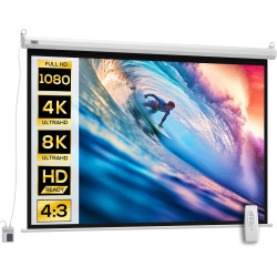 HOMCOM Beamer Leinwand 203 x 152 cm 100 Zoll 4:3 HD 4K Projektionsleinwand Elektrische Motor Leinwand mit Fernbedienung für