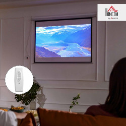 HOMCOM Beamer Leinwand 203 x 152 cm 100 Zoll 4:3 HD 4K Projektionsleinwand Elektrische Motor Leinwand mit Fernbedienung für