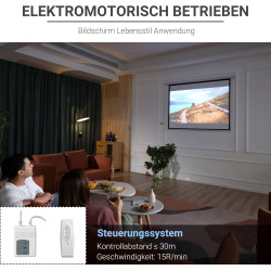 HOMCOM Beamer Leinwand 203 x 152 cm 100 Zoll 4:3 HD 4K Projektionsleinwand Elektrische Motor Leinwand mit Fernbedienung für