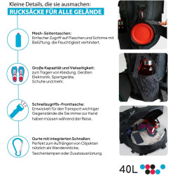OcioDual Wanderrucksack 60L, Travelite Rucksack, Arbeitsrucksack Herren, Wanderrucksack Herren, Rucksack Wasserdicht,