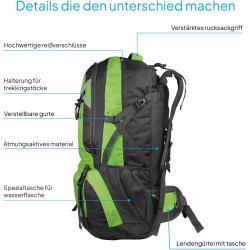 OcioDual Wanderrucksack 60L, Travelite Rucksack, Arbeitsrucksack Herren, Wanderrucksack Herren, Rucksack Wasserdicht,