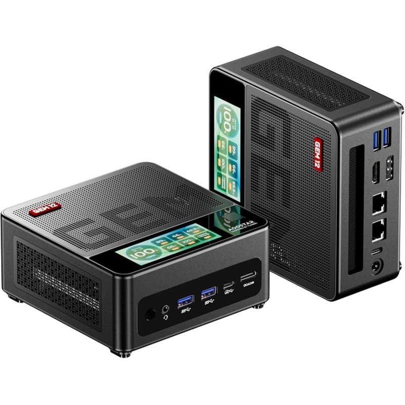 AOOSTAR GEM12 PRO Max Mini PC, Schwarz Ryzen 7 8845HS Mini Gaming PC 32GB DDR5 RAM 1TB SSD M.2 2280 PCIE4.0, Mini Computer mit